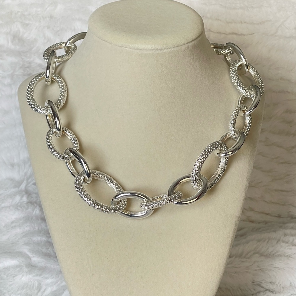 Dana Buchman Chunky Silver Tone Chain Link Necklace - Picture 6 of 6